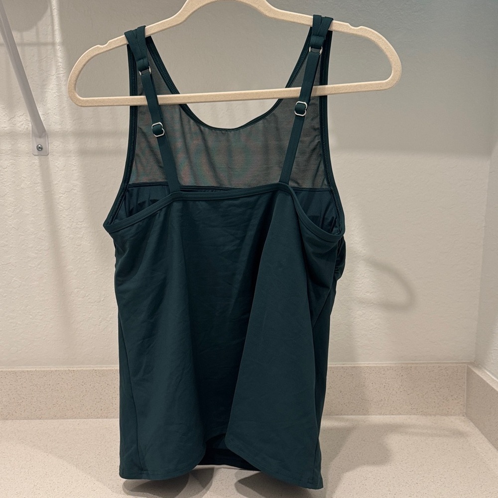 Lands' End chlorine resistant smoothing control mesh high neck tankini top - Picture 4 of 4